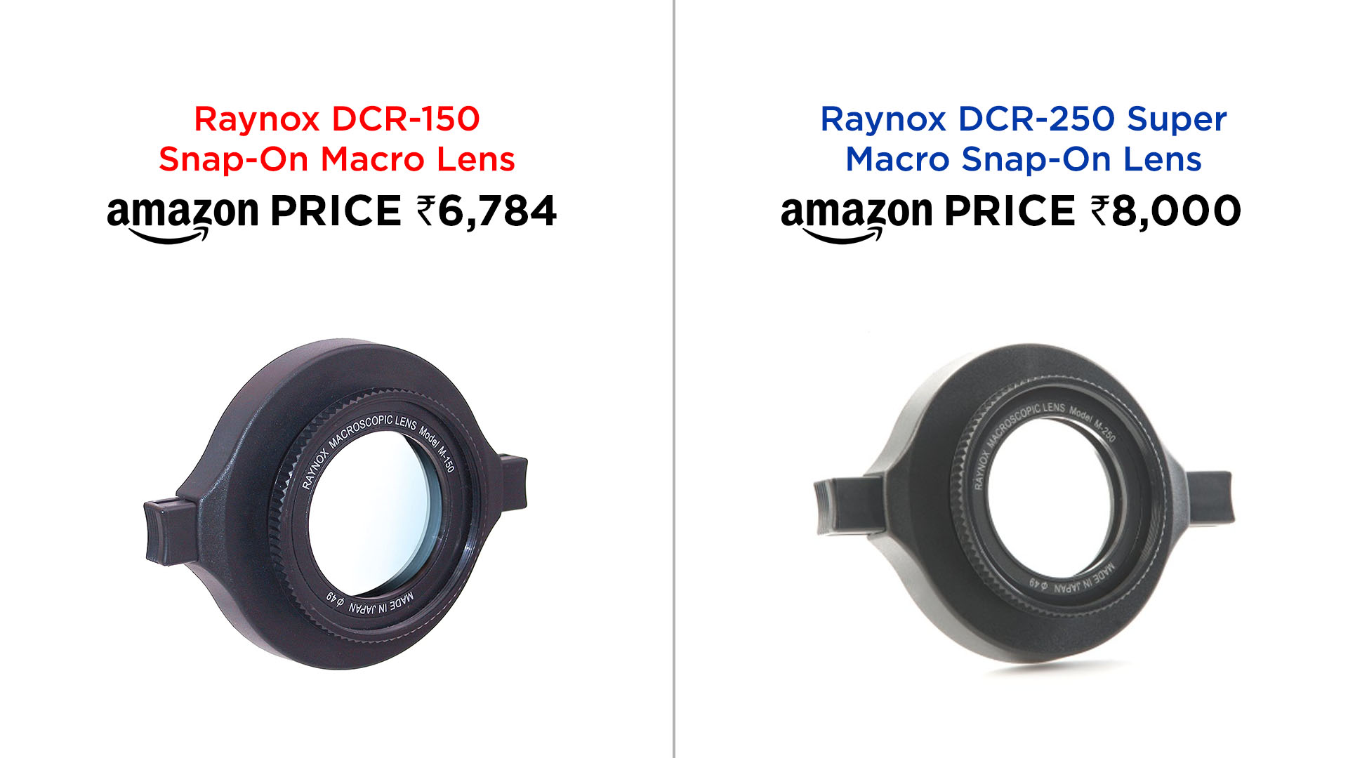 Raynox DCR-150 vs Raynox DCR-250 (Snap-on Lenses for Macro 